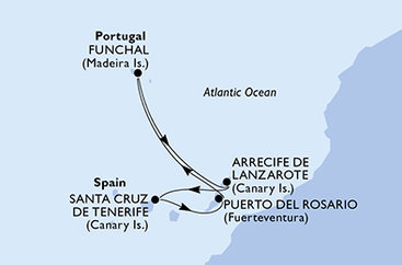 Španělsko, Portugalsko Z Lanzarote na lodi MSC Fantasia
