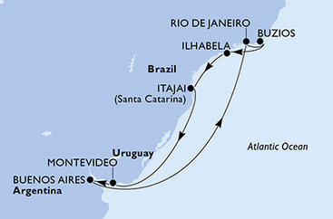Argentina, Brazílie, Uruguay z Buenos Aires na lodi MSC Fantasia