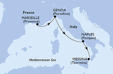 Francie, Itálie z Marseille na lodi MSC World Europa