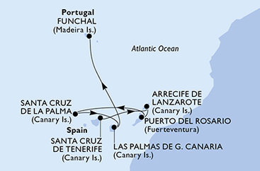 Španělsko, Portugalsko z Tenerife na lodi MSC Musica
