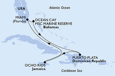 USA, Bahamy, Dominikánská republika, Jamajka z Miami na lodi MSC Divina