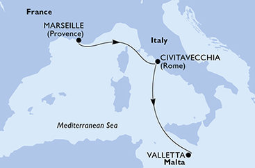 Francie, Itálie, Malta z Marseille na lodi MSC Poesia