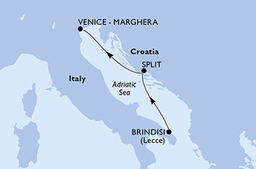 Itálie, Chorvatsko z Brindisi na lodi MSC Armonia