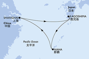 Čína, Japonsko ze Šanghaje na lodi MSC Bellissima