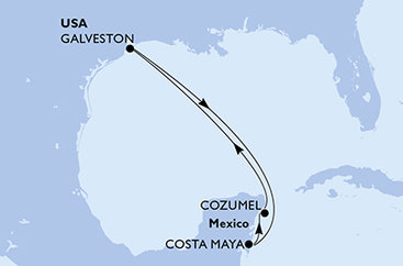 USA, Mexiko z Galvestonu na lodi MSC Seascape
