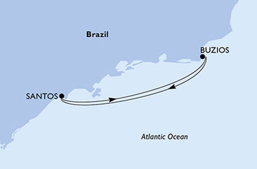 Brazílie ze Santosu na lodi MSC Sinfonia