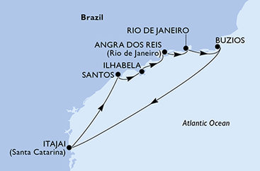 Brazílie z Rio de Janeira na lodi MSC Sinfonia