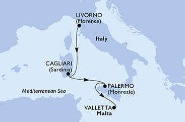 Itálie, Malta z Livorna na lodi MSC Splendida