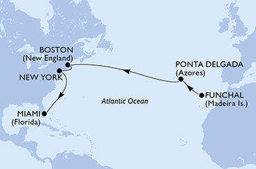Madeira, Portugalsko, USA z Funchalu na lodi MSC Meraviglia