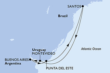 Brazílie, Uruguay, Argentina ze Santosu na lodi MSC Musica Brazílie, Uruguay, Argentina ze Santosu na lodi MSC Musica