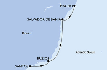 Brazílie ze Santosu na lodi MSC Virtuosa