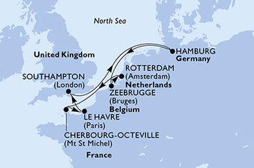 Nizozemsko, Francie, Velká Británie, Německo, Belgie z Rotterdamu na lodi MSC Preziosa Nizozemsko, Francie, Velká Británie, Německo, Belgie z Rotterdamu na lodi MSC Preziosa