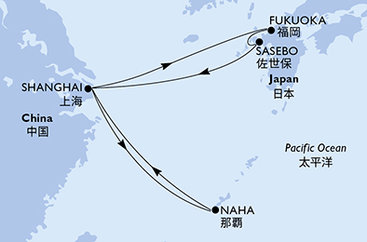 Čína, Japonsko ze Šanghaje na lodi MSC Bellissima