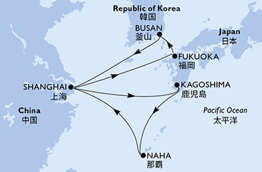 Čína, Japonsko, Jižní Korea ze Šanghaje na lodi MSC Bellissima