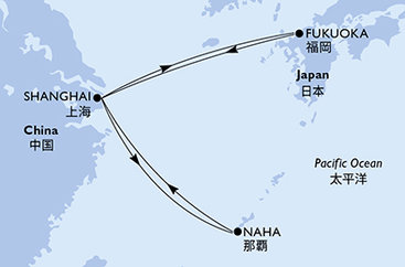 Čína, Japonsko ze Šanghaje na lodi MSC Bellissima