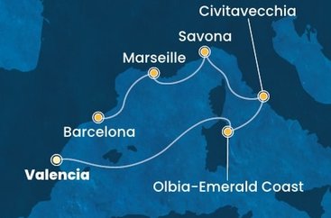 Španělsko, Itálie, Francie z Valencie na lodi Costa Pacifica