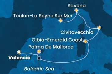 Španělsko, Itálie, Francie z Valencie na lodi Costa Pacifica