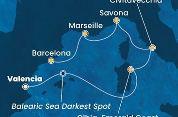 Španělsko, Itálie, Francie z Valencie na lodi Costa Pacifica