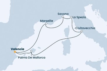 Španělsko, Francie, Itálie z Valencie na lodi Costa Diadema