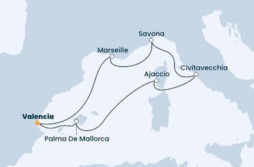 Španělsko, Francie, Itálie z Valencie na lodi Costa Diadema