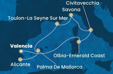 Španělsko, Itálie, Francie z Valencie na lodi Costa Pacifica