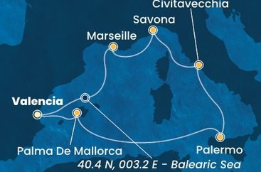 Španělsko, Itálie, Francie z Valencie na lodi Costa Pacifica
