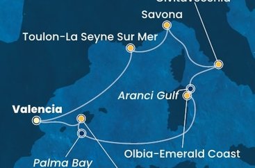 Španělsko, Itálie, Francie z Valencie na lodi Costa Pacifica