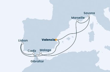 Španělsko, Itálie, Francie, Portugalsko, Velká Británie z Valencie na lodi Costa Fascinosa
