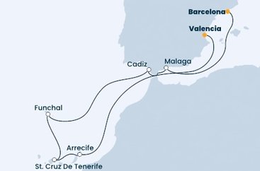 Španělsko, Portugalsko z Valencie na lodi Costa Diadema
