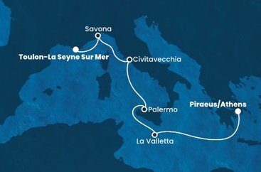 Francie, Itálie, Malta, Řecko z Toulonu na lodi Costa Fortuna