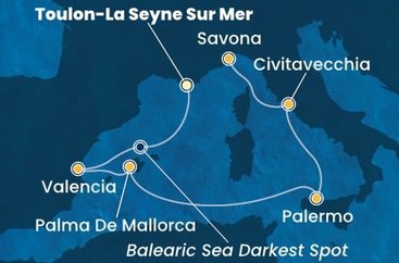 Francie, Španělsko, Mallorca, Sicílie, Itálie z Toulonu na lodi Costa Pacifica