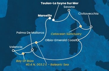 Francie, Itálie, , Španělsko z Toulonu na lodi Costa Pacifica