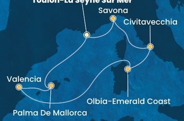 Francie, Španělsko, Itálie z Toulonu na lodi Costa Pacifica