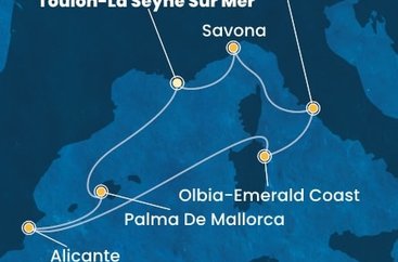 Francie, Španělsko, Itálie z Toulonu na lodi Costa Pacifica
