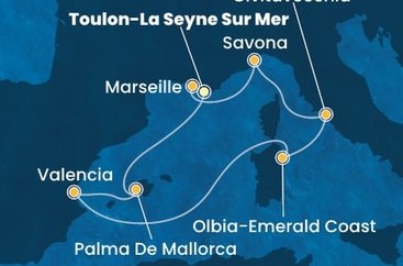 Francie, Španělsko, Itálie z Toulonu na lodi Costa Pacifica