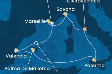 Francie, Španělsko, Itálie z Toulonu na lodi Costa Pacifica