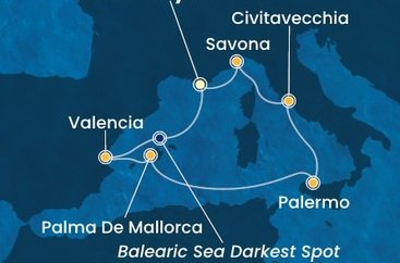 Francie, Španělsko, Itálie z Toulonu na lodi Costa Pacifica