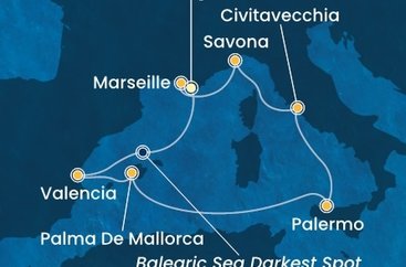 Francie, Španělsko, Itálie z Toulonu na lodi Costa Pacifica