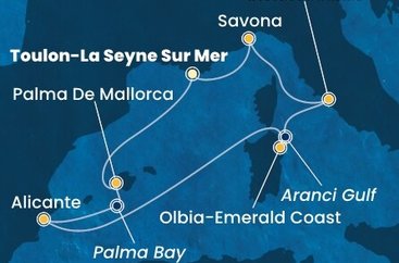 Francie, Španělsko, Itálie z Toulonu na lodi Costa Pacifica