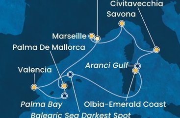 Francie, Španělsko, Itálie z Toulonu na lodi Costa Pacifica
