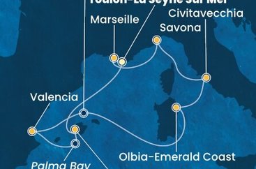 Francie, Španělsko, Itálie z Toulonu na lodi Costa Pacifica