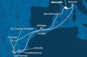 Francie, Itálie, Španělsko, Maroko, Portugalsko z Toulonu na lodi Costa Fortuna