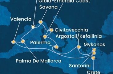 Francie, Španělsko, Řecko, Itálie z Toulonu na lodi Costa Pacifica