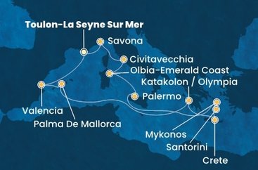 Francie, Španělsko, Řecko, Itálie z Toulonu na lodi Costa Pacifica
