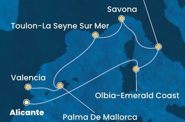 Španělsko, Itálie, Francie z Alicante na lodi Costa Pacifica