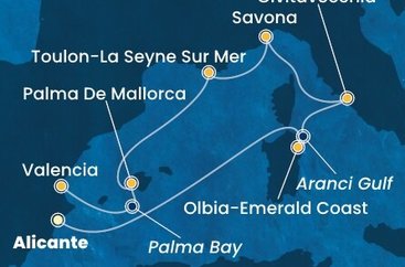 Španělsko, Itálie, Francie z Alicante na lodi Costa Pacifica