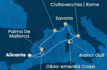 Španělsko, Itálie, Francie z Alicante na lodi Costa Pacifica