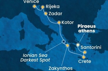 Řecko, Černá Hora, Chorvatsko, Itálie z Pirea na lodi Costa Deliziosa