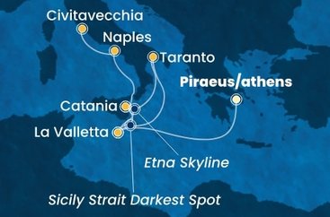 Řecko, Malta, Itálie z Pirea na lodi Costa Serena