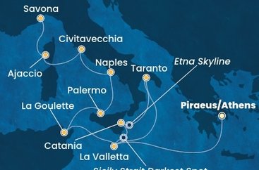 Řecko, Malta, Itálie, Tunisko, Francie z Pirea na lodi Costa Fascinosa